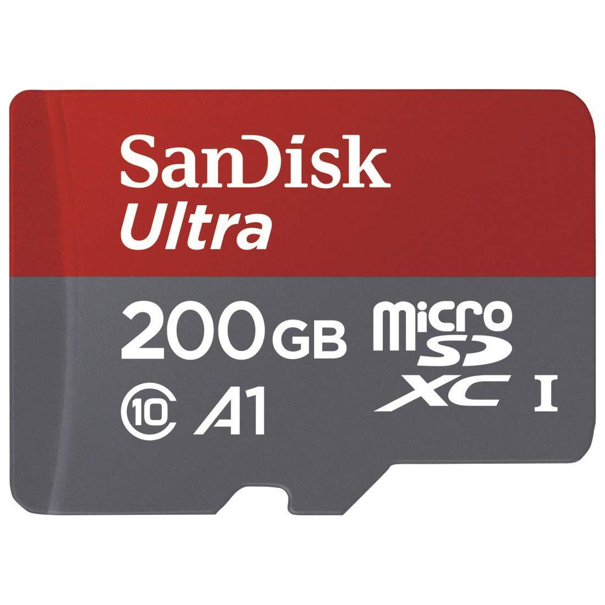 A product shot of the Sandisk Ultra 200 GB microSD