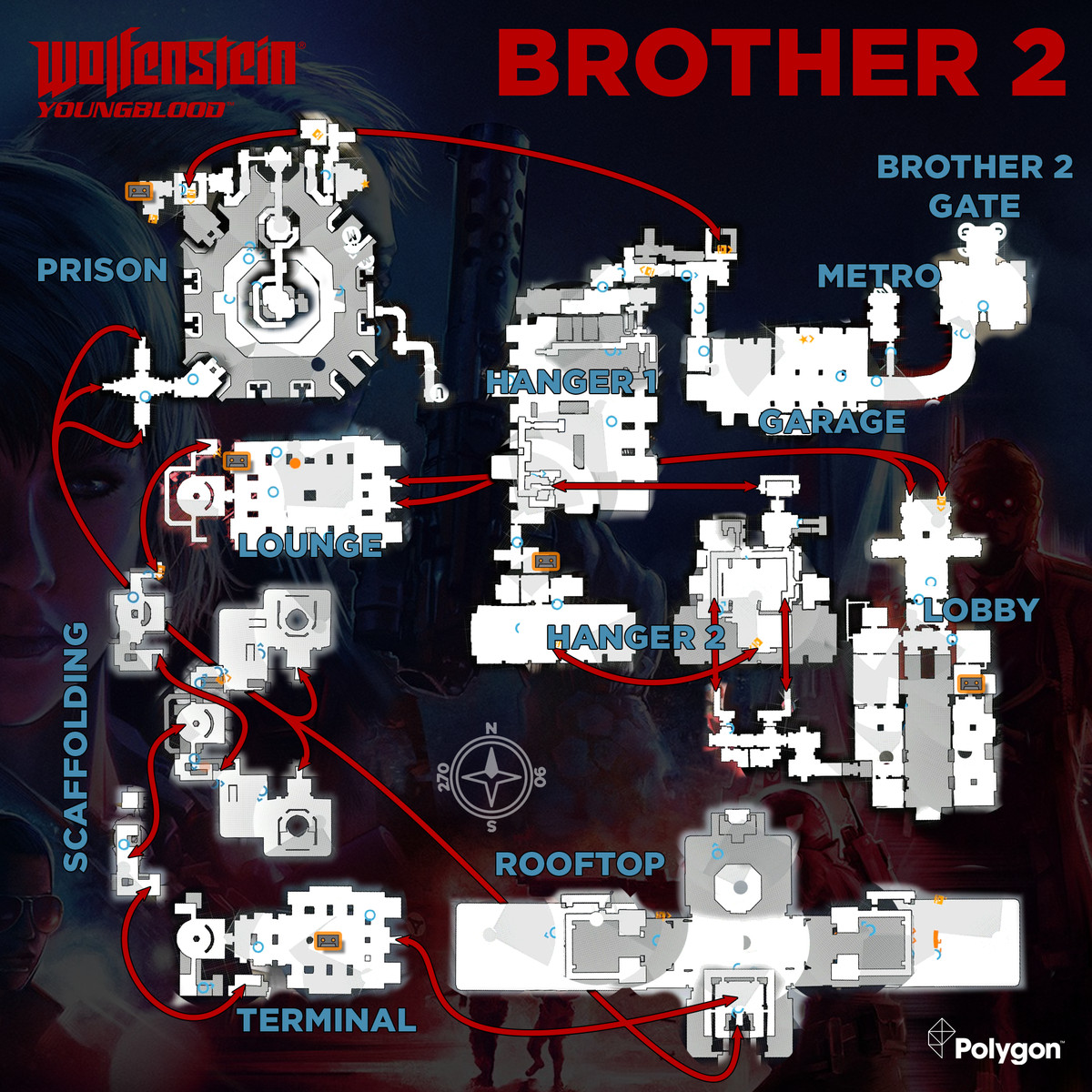 Wolfenstein: Youngblood Brother 2 map with Cassette Tapes icons