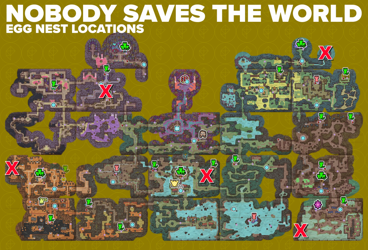 A Nobody Saves the World nest locations map