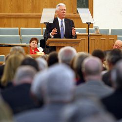 President Dieter F. Uchtdorf, second counselor in the First Presidency of The Church of Jesus Christ of Latter-day Saints, speaks at a fireside for the Salt Lake Inner City Mission in Salt Lake City, Friday, Dec. 4, 2015.