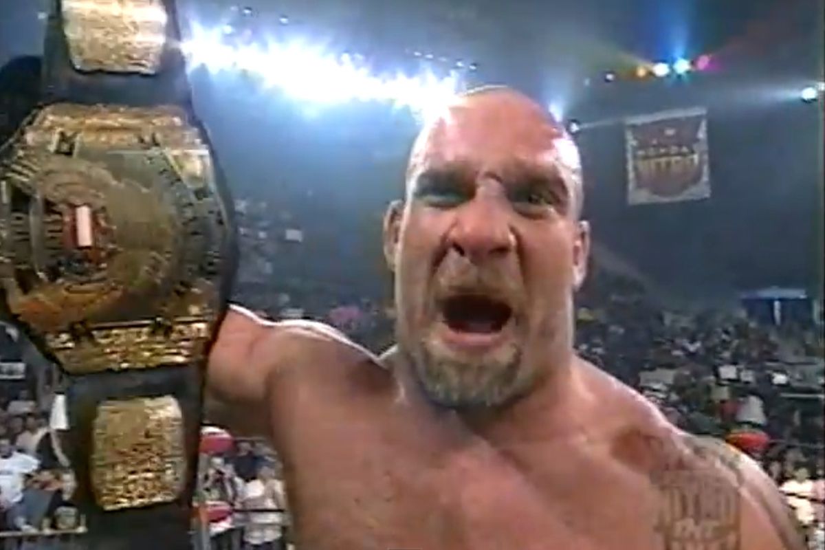Bill Goldberg after defeating Raven to win the U.S. title on WCW Monday Nitro on April 20, 1998. 