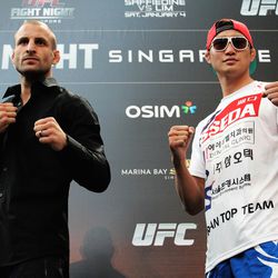 Tarec Saffiedine faces off against Hyun Gyu Lim ahead of their UFC Fight Night 34 bout in Singapore.
