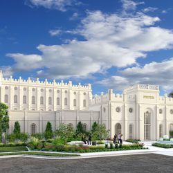 A rendering of the new temple annex for the St. George Utah Temple. The temple will close Nov. 4 for extensive renovations.