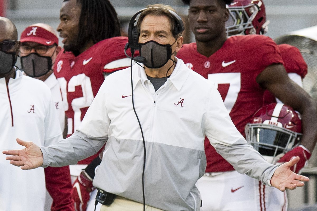 Alabama coach Nick Saban is isolating at home after testing positive for COVID-19.