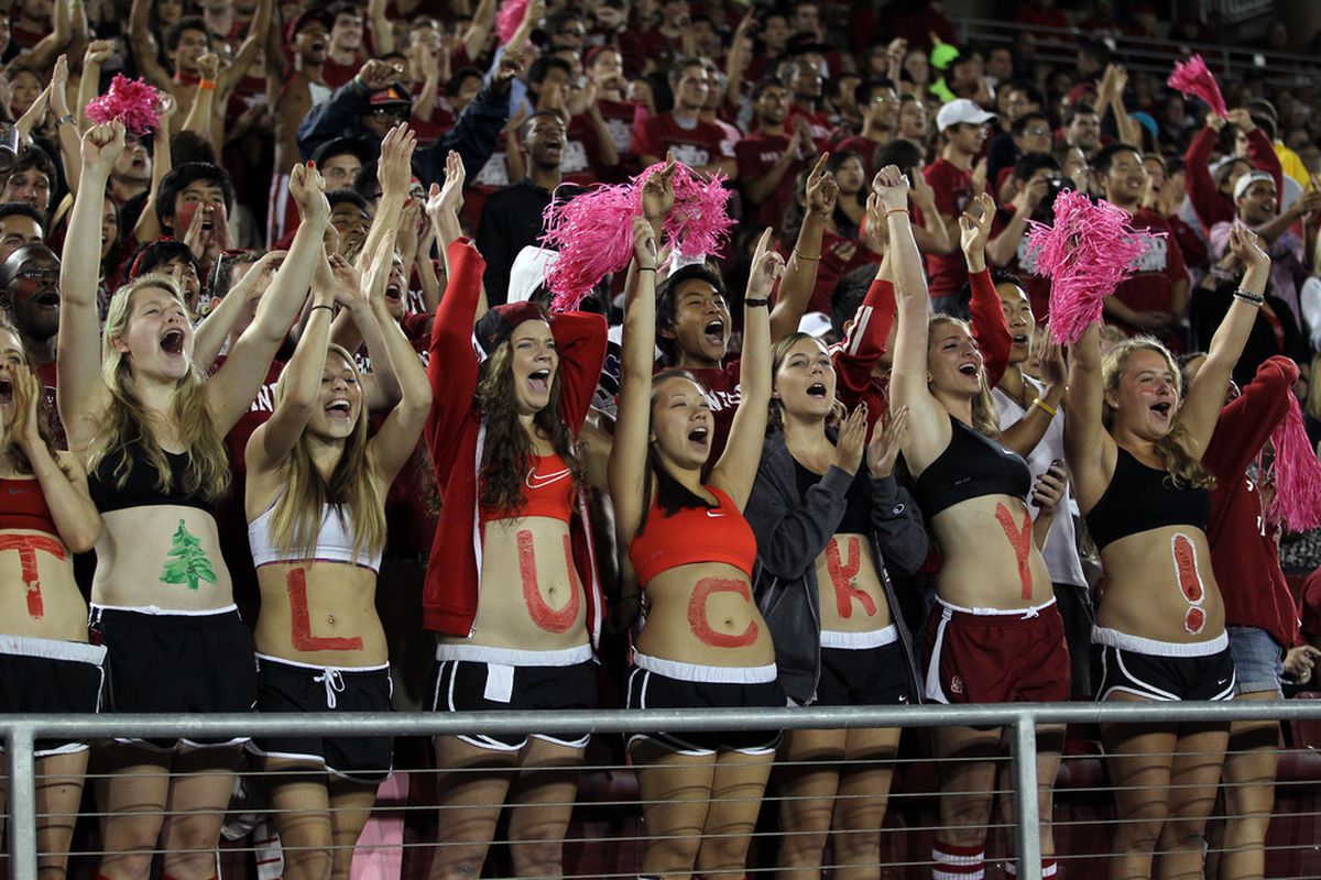 STANFORD, CA - OCTOBER 01:  Stanford Cardinal fans cheer on their team during their game against the UCLA Bruins at Stanford Stadium on October 1, 2011 in Stanford, California.  (Photo by Ezra Shaw/Getty Images)