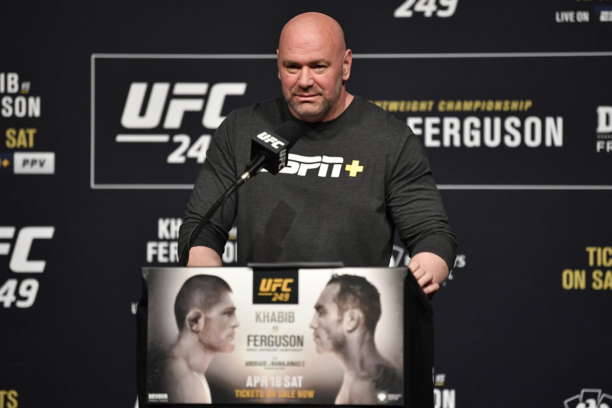 UFC president Dana White interacts with media during the UFC 249 press conference at T-Mobile Arena on March 06, 2020 in Las Vegas, Nevada.