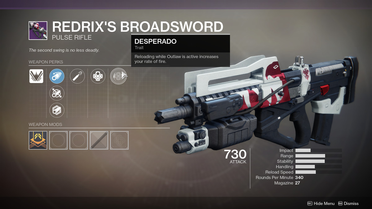 Destiny 2 Redrix’s Broadsword – Kinetic pulse rifle 