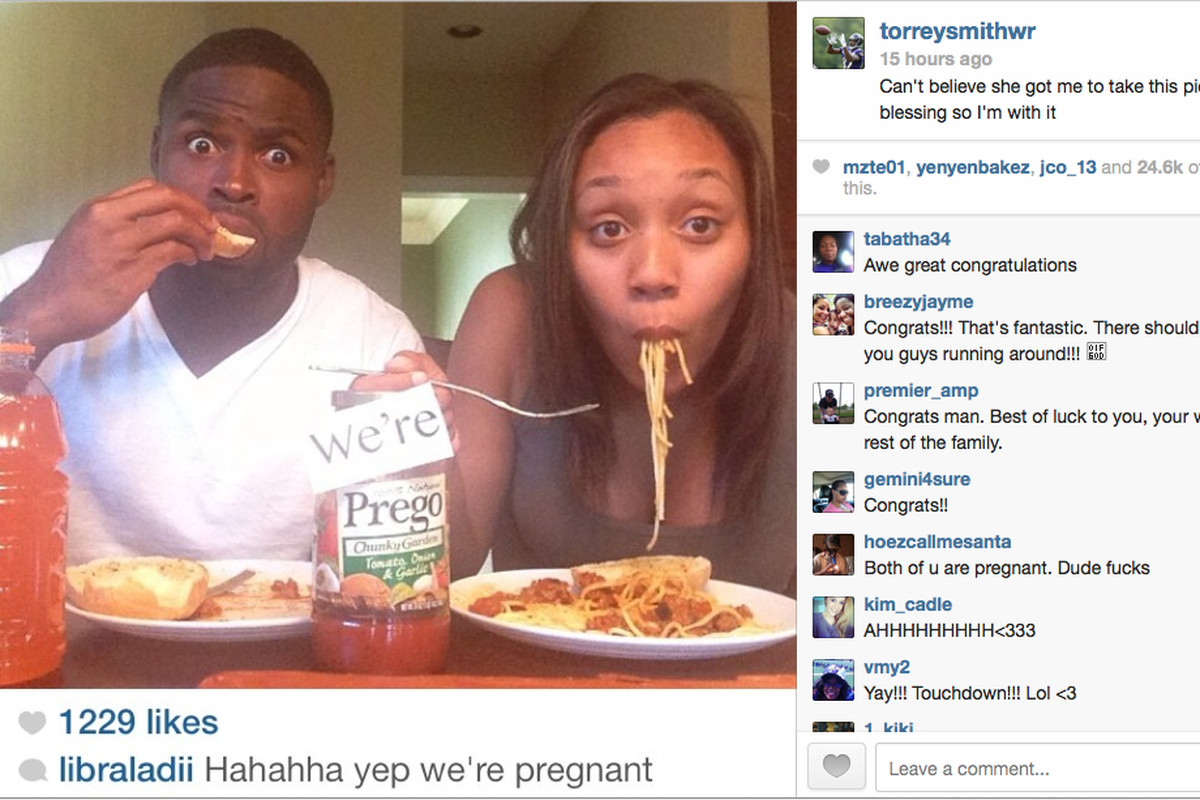 Torrey Smith and his wife Chanel were quite creative in breaking the news of their pregnancy. 