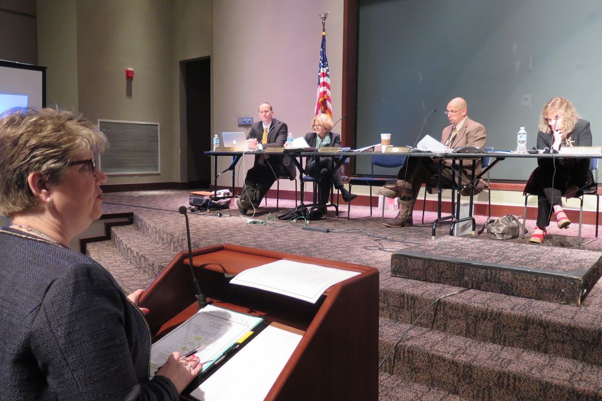 Michele Walker, who heads Indiana's state testing program for the Indiana Department of Education, speaks to the state board earlier this month.