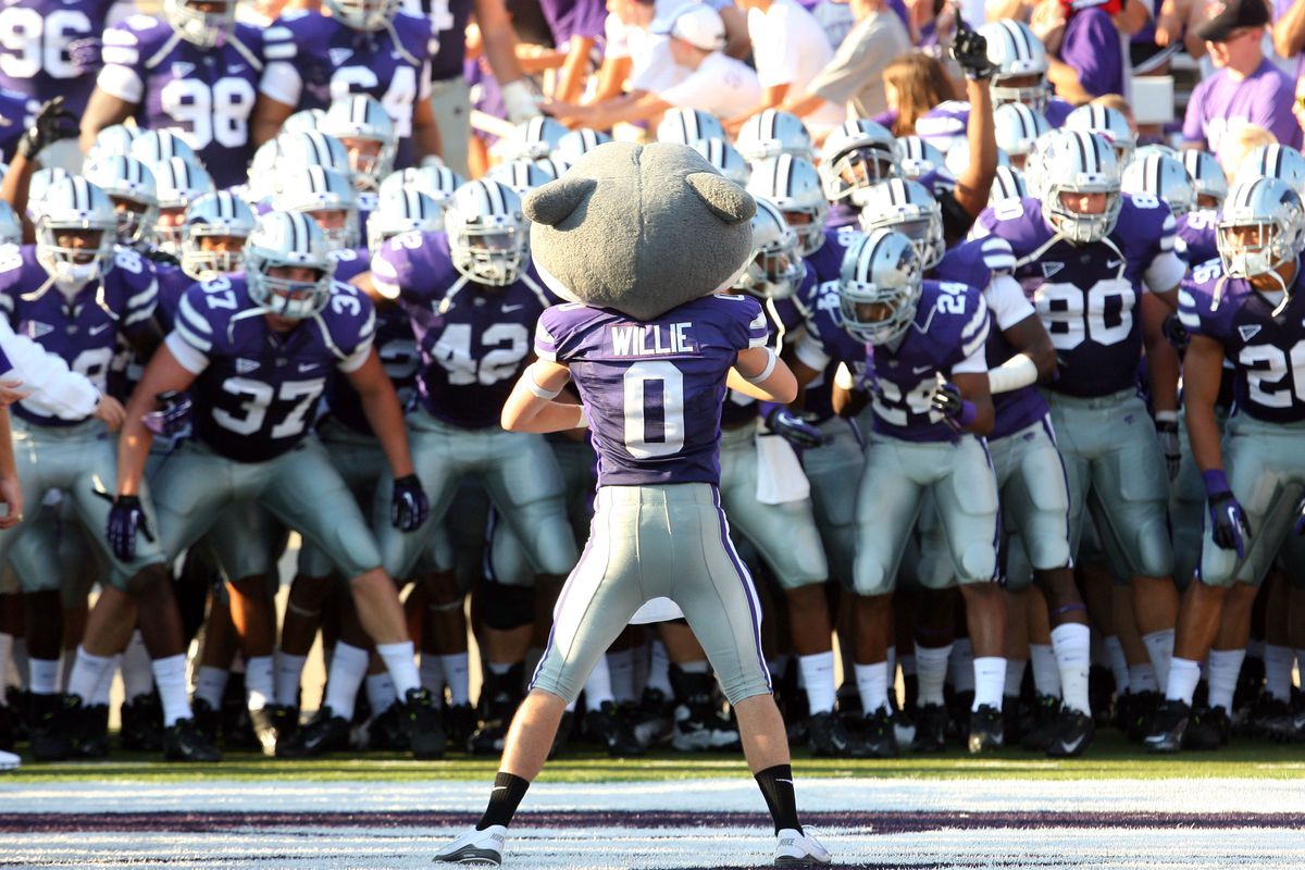 Sep 1, 2012; Manhattan, KS, USA; Kansas State University mascot Willie Wildcat waits to lead the football team onto the field before the start of a game against the Missouri State Tigers. Mandatory Credit: Scott Sewell-US PRESSWIRE