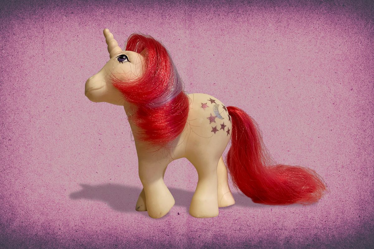 “My Little Pony” toy on pink mottled background