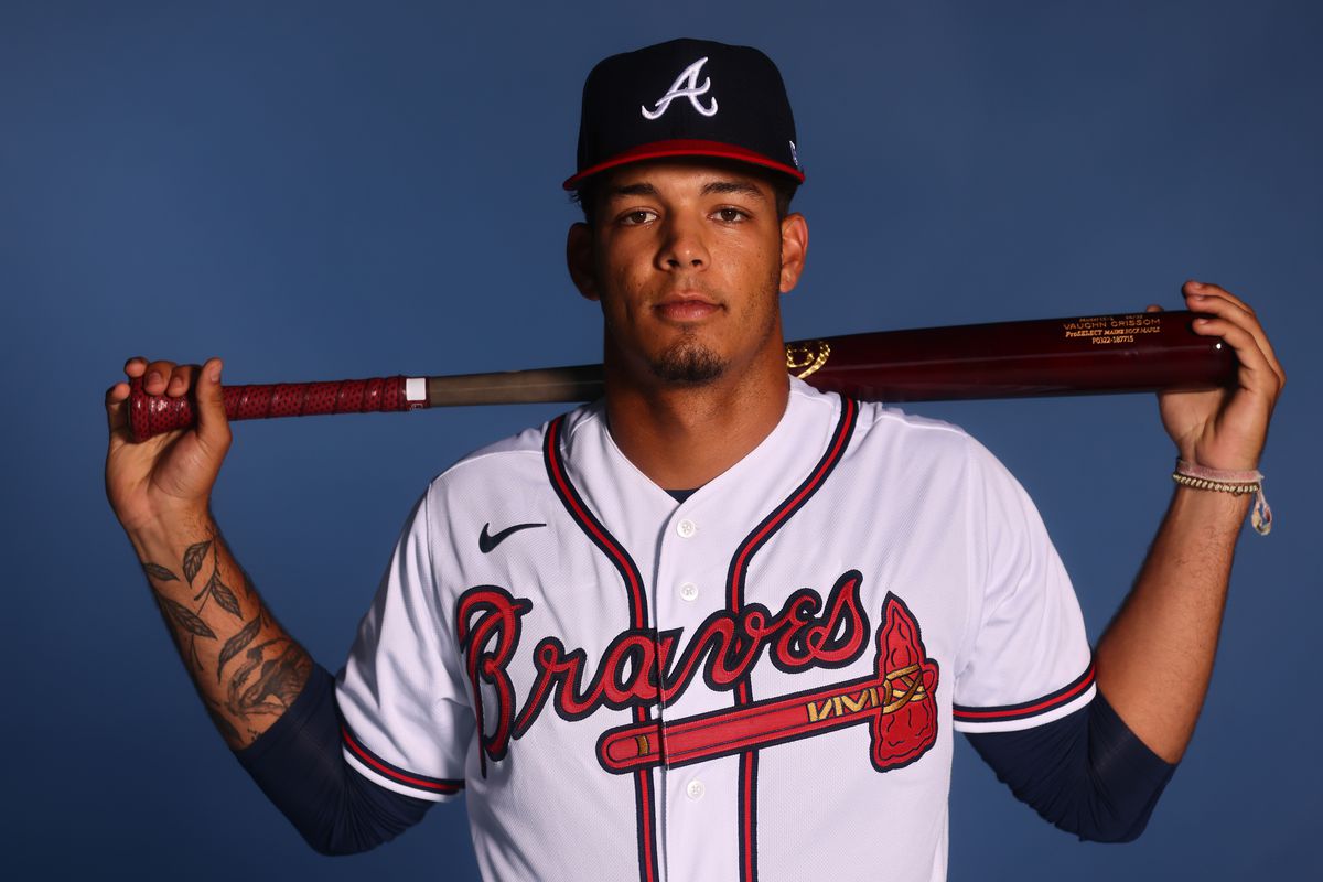Vaughn Grissom of the Atlanta Braves poses for a photo during Photo Day at CoolToday Park on March 17, 2022 in Venice, Florida.