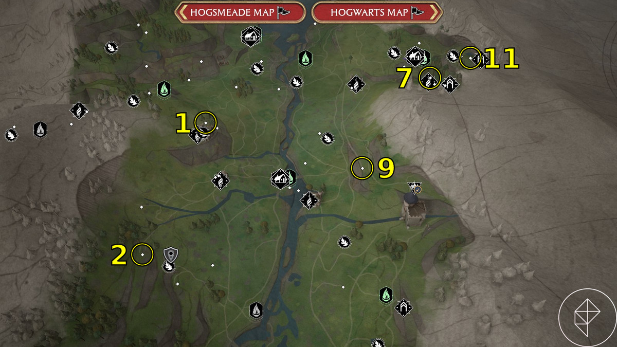 Hogwarts Valley Den locations in Hogwarts Legacy
