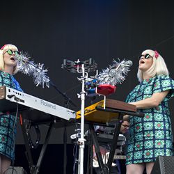 Holly Laessig and Jess Wolfe of Lucius perform during the Forecastle Music Festival at Waterfront Park in  2014. Lucius will perform an acoustic set at the State Room in Salt Lake City on March 8.