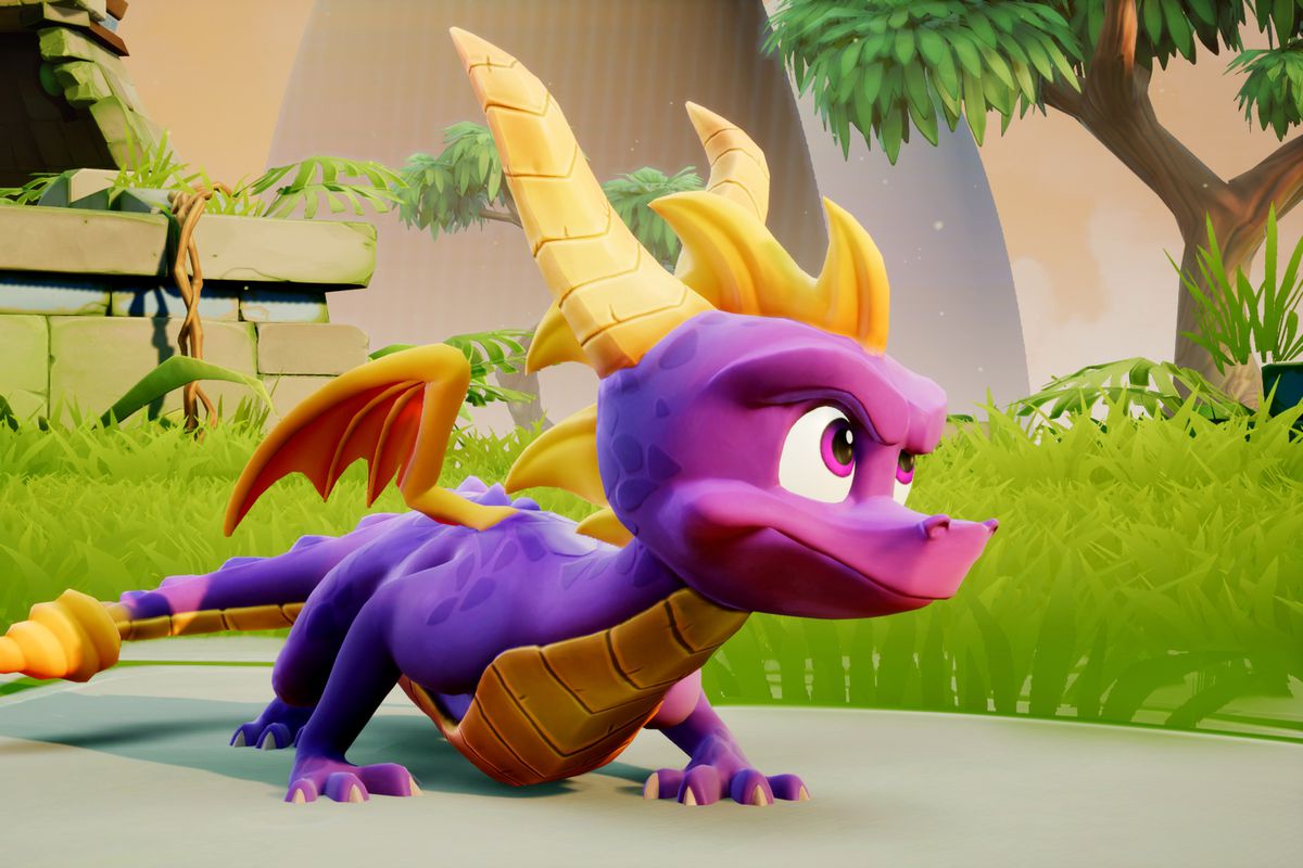 Spyro the Dragon hunkers down in a screenshot of Spyro Reignited Trilogy