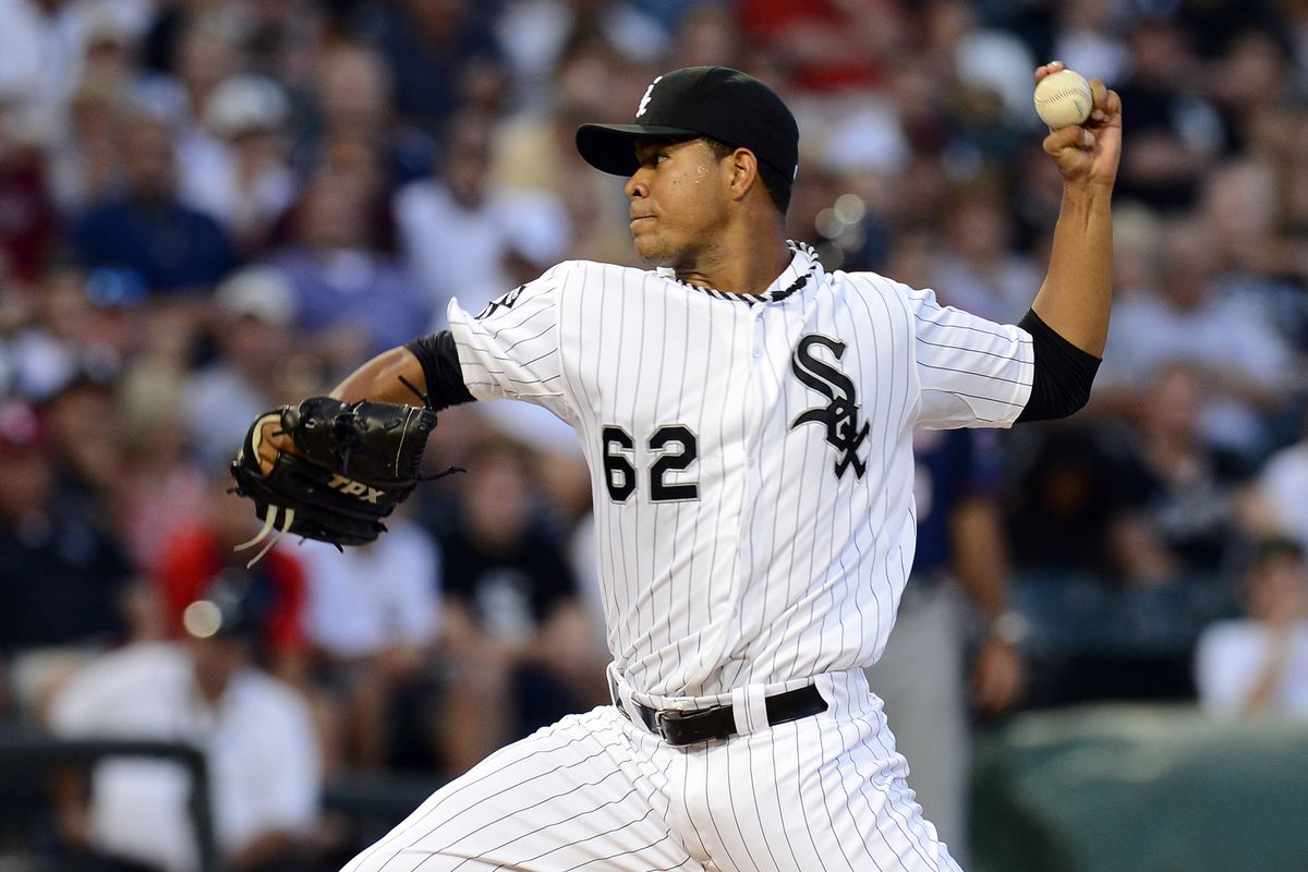 Jul 24, 2012; Chicago, IL, USA; Chicago White Sox starting pitcher Jose Quintana (62) throws a pitch against the Minnesota Twins during the third inning at US Cellular Field.  Mandatory Credit: Mike DiNovo-US PRESSWIRE