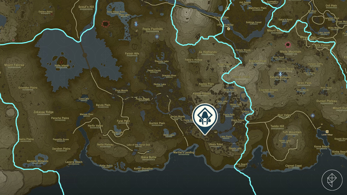 The Joju-u-u Shrine in Zelda: Tears of the Kingdom on a Polygon-made map