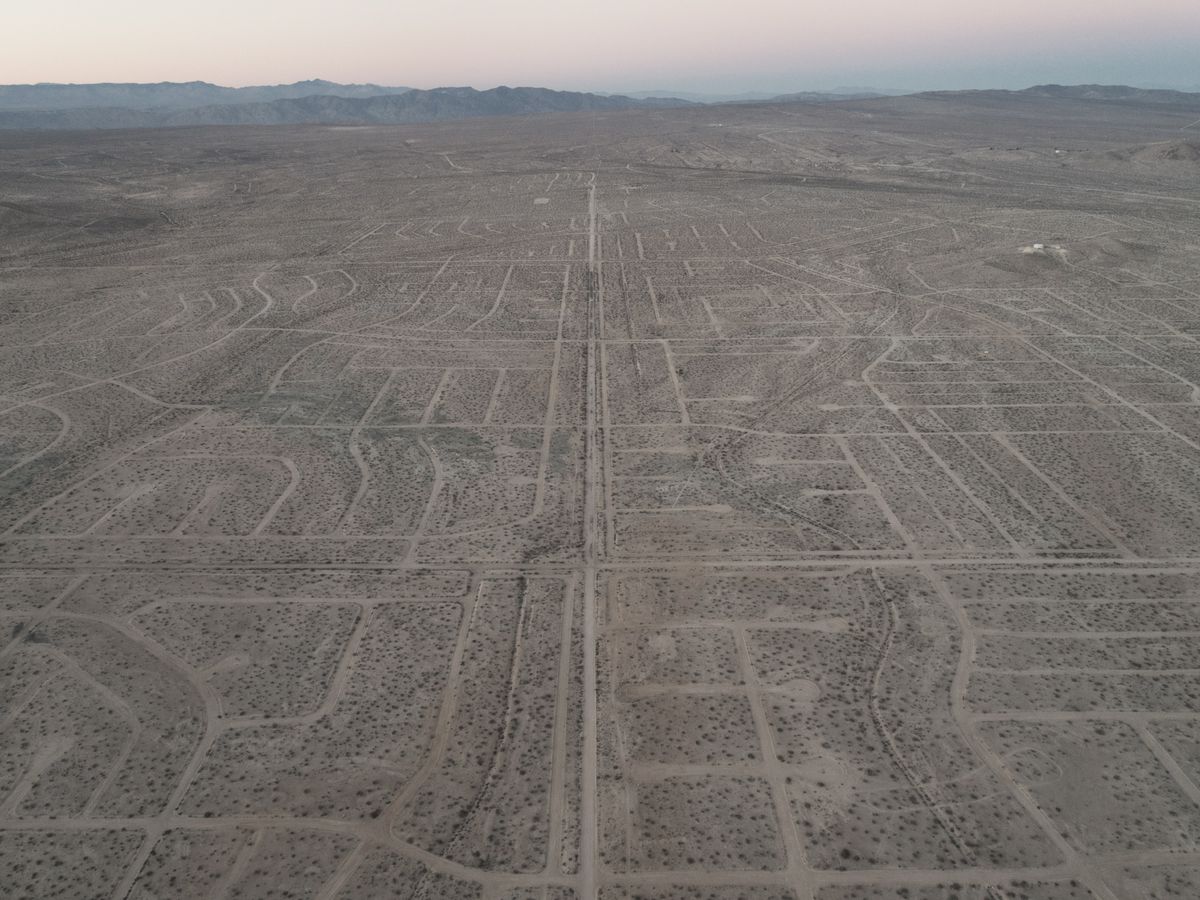 An aerial view of the California desert.