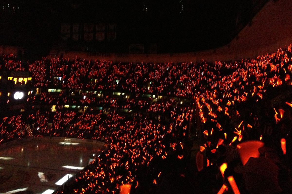 Honda Center crowd during the team introductions