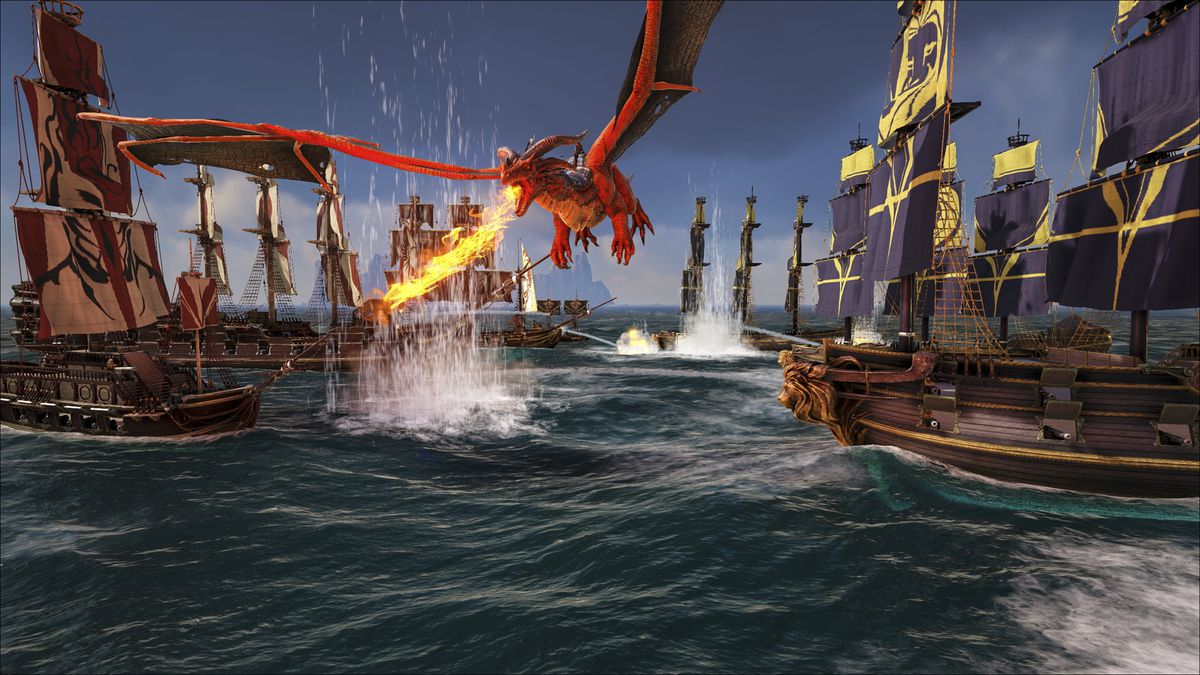 Atlas - un dragon interfère avec une bataille navale