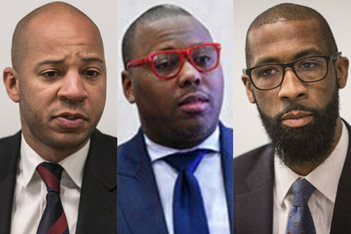 State Rep. Lamont J. Robinson, left, in 2018; State Rep. Kam Buckner, center; State Rep. Curtis J. Tarver II, right, in 2018.