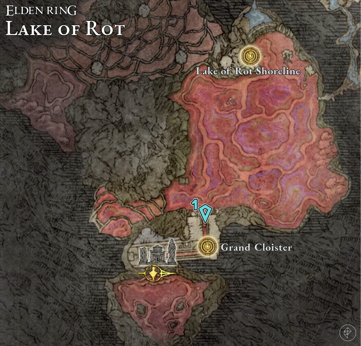 Map showing the Lake of Rot Golden Seed locations
