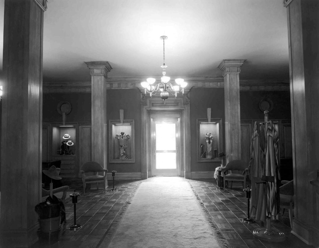 Interior view facing exit