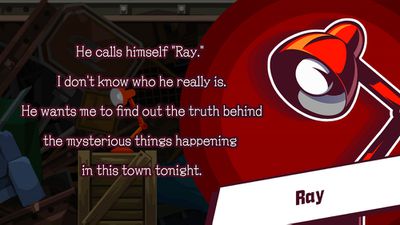Promotional image from Ghost Trick: Phantom Detective featuring a talking red lamp named Ray with the text: He calls himself “Ray”. I don’t know who he really is. He wants me to find the truth behind the mysterious happenings in this town tonight.