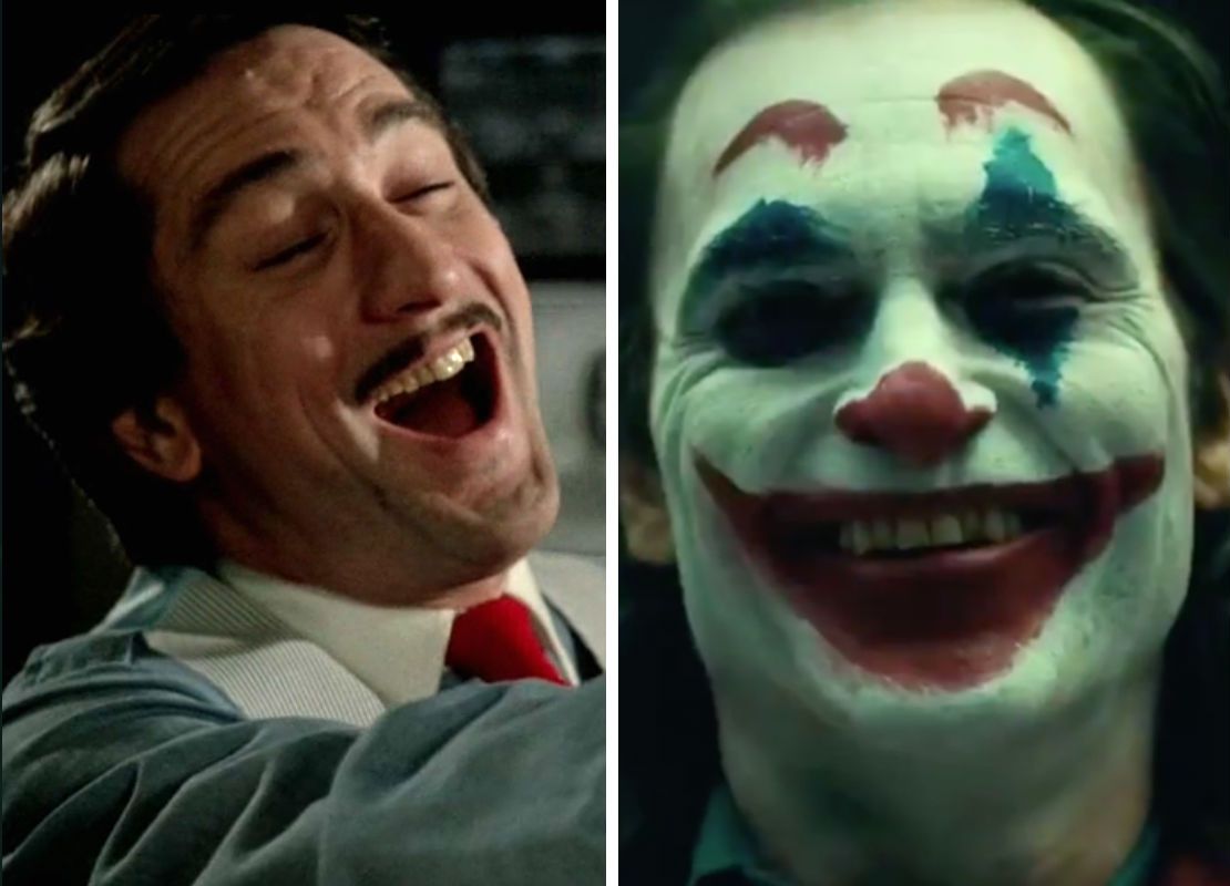 Robert de Niro in The King of Comedy; Joaquin Phoenix as the Joker