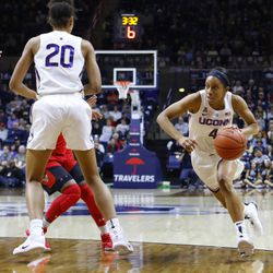 The Cincinnati Bearcats take on the UConn Huskies in a women’s college basketball game at Gampel Pavilion in Storrs, CT on January 9, 2019.