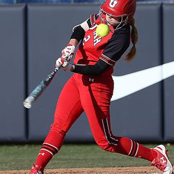 Utah's Ellessa Bonstrom swings on a pitch as BYU and Utah play in a softball game at BYU in Provo on Wednesday, May 1, 2019. Utah won 11-2.