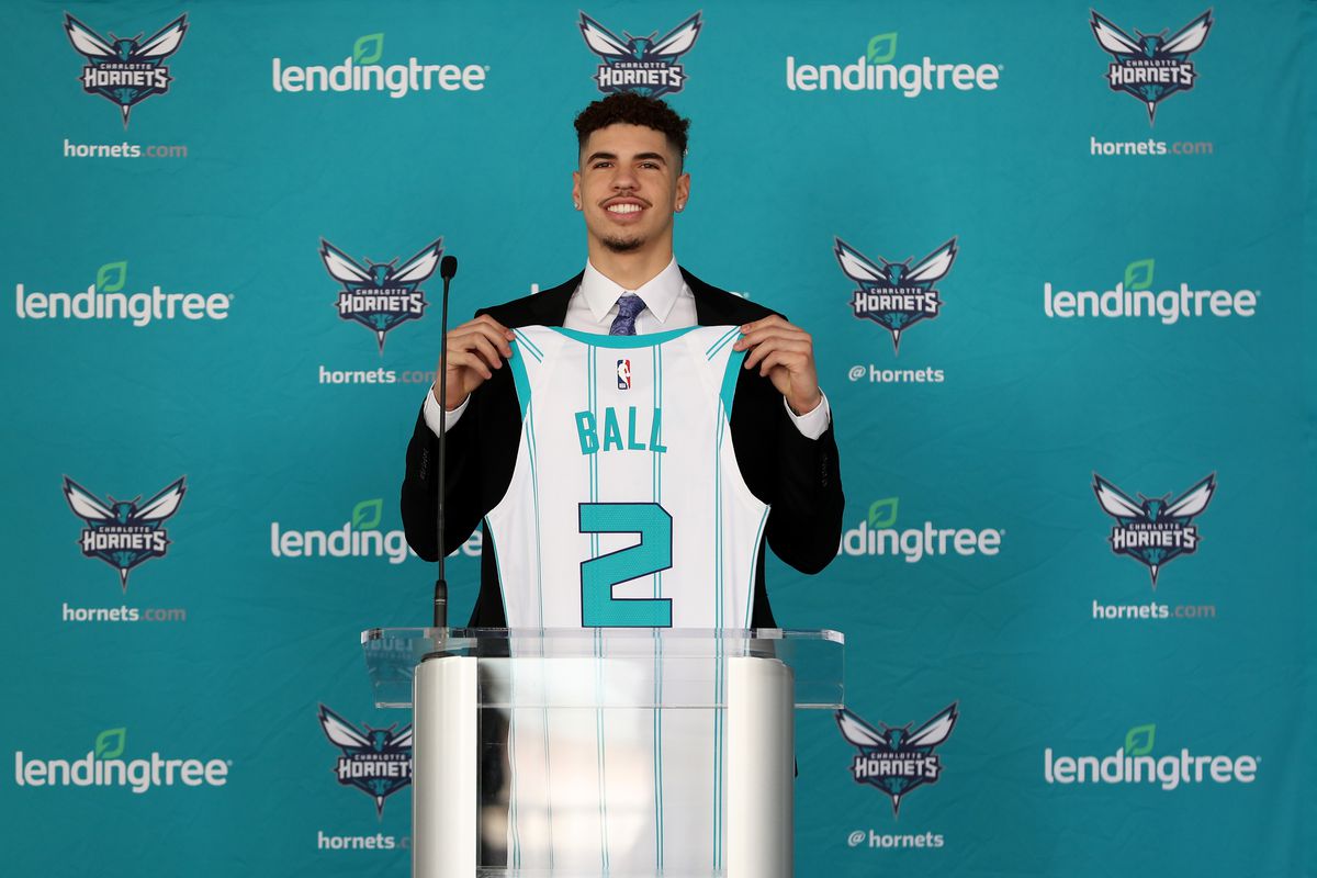 LaMelo Ball of the Charlotte Hornets during a press conference at Spectrum Center on November 20 in Charlotte, North Carolina.&nbsp;