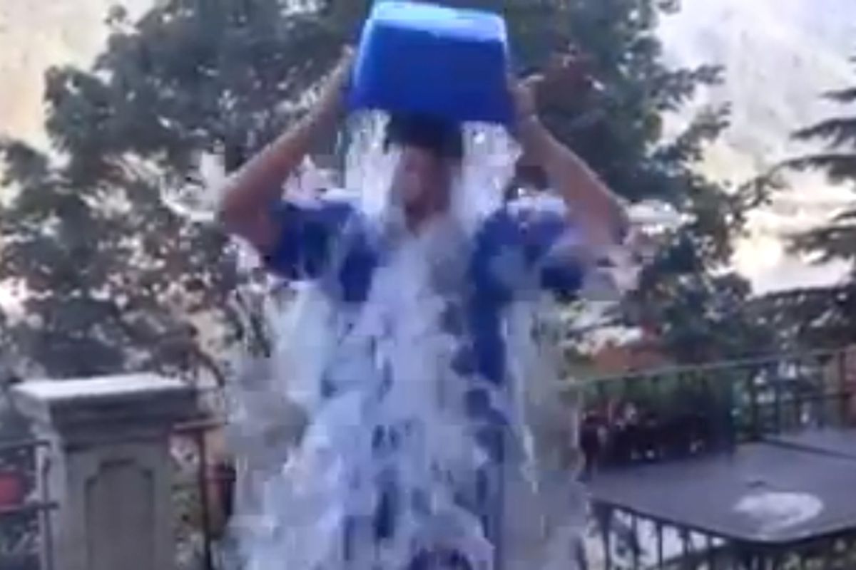 Javier Zanetti taking the Ice Bucket Challenge