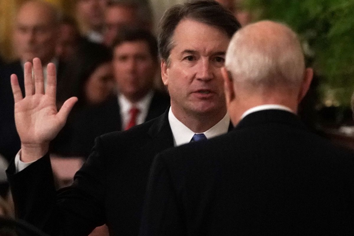 Supreme Court Justice Brett Kavanaugh participates in a ceremonial swearing in on October 8, 2018 in Washington, DC