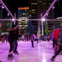 People ice skate at the Gallivan Center in Salt Lake City on Friday, Nov. 25, 2016.