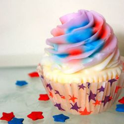 Patriotic vegan <a href="http://www.etsy.com/listing/48707776/patriotic-cupcake-soap-vegan" rel="nofollow">cupcake soap</a>. From the seller's description: "Customize your own cupcake soap with my Customizable Cupcake Soap listing! 9/11 REMEMBRANCE.&
