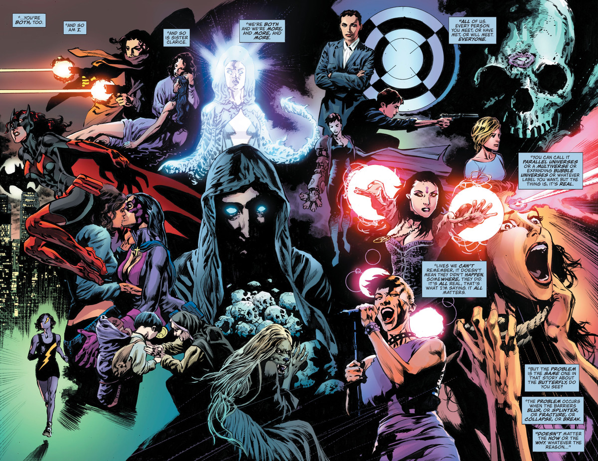 The many multiversal lives of Renee Montoya, Jessica Midnight, Renee Montoya, and Sister Clarice, in Lois Lane #10, DC Comics (2020). 