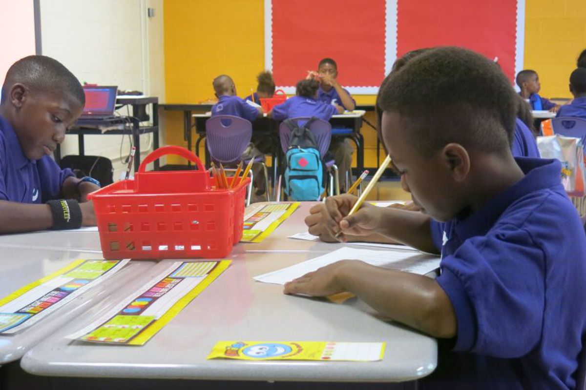 Aspire students work on a project in March 2015. The four Aspire Memphis schools will transition to a new, independent charter organization.