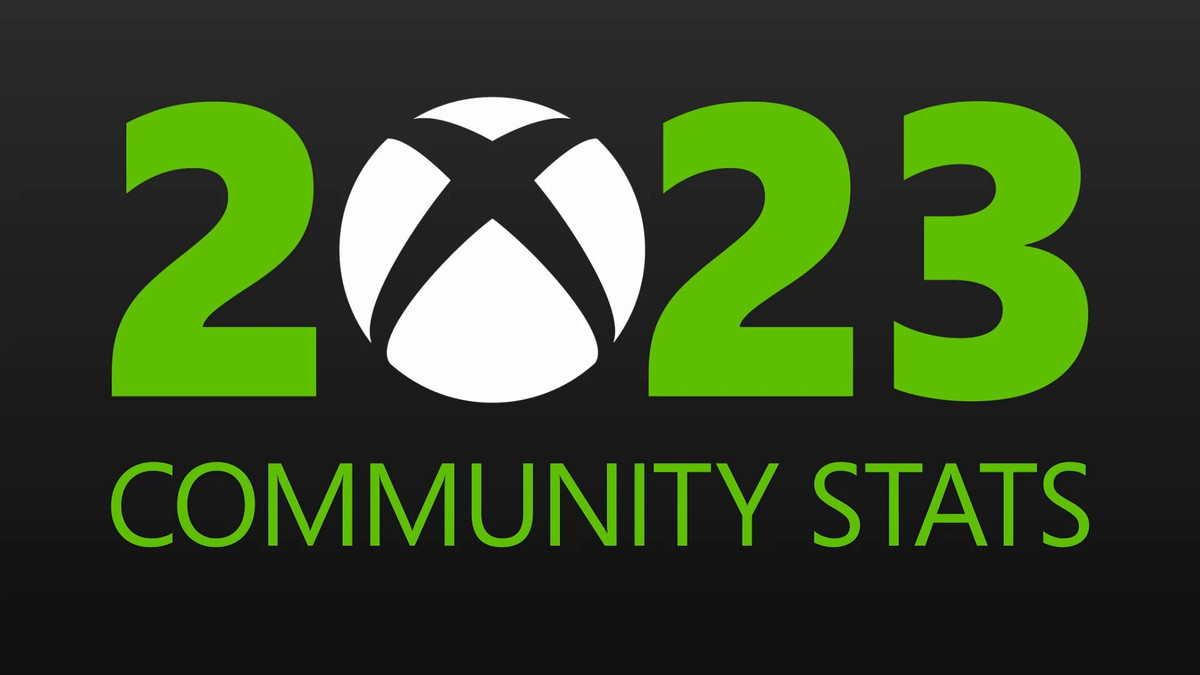 A graphic of the Xbox logo substituted as the 0 in 2023 with the caption “community stats”