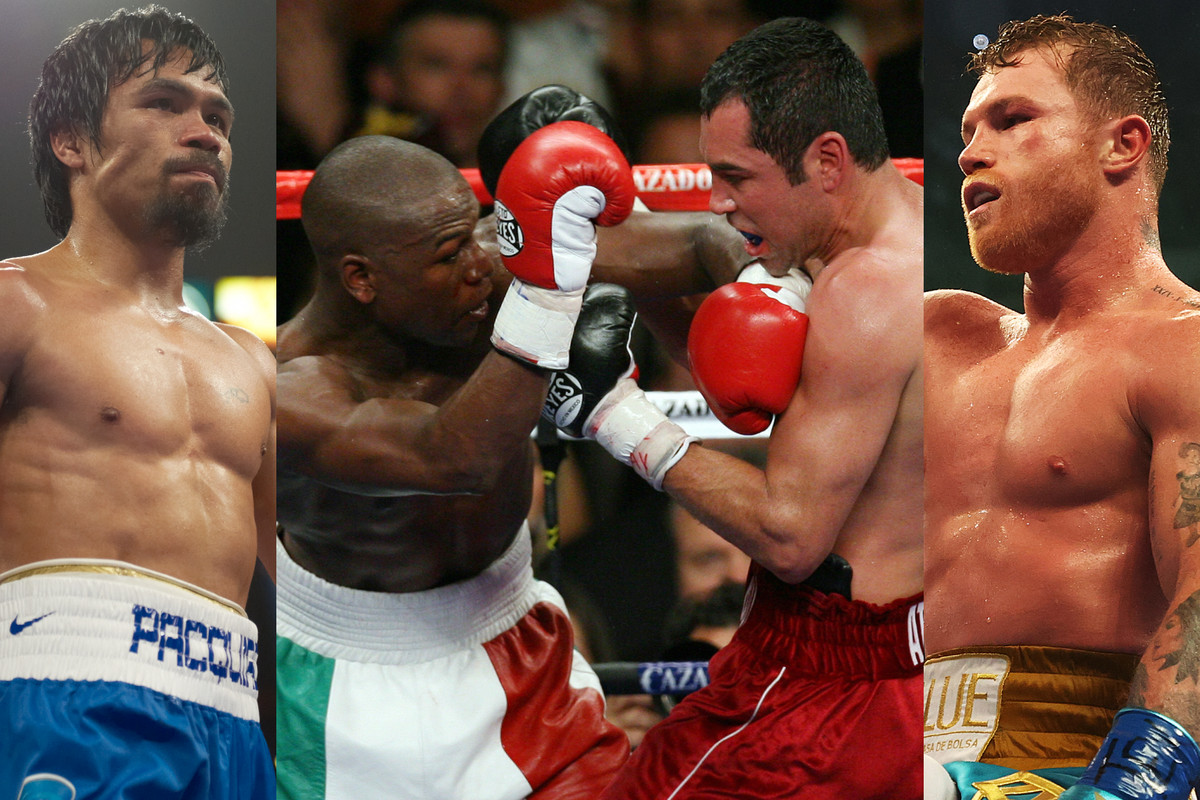 Manny Pacquiao, Floyd Mayweather, Oscar De La Hoya, and Canelo Alvarez have been the kings of the modern Cinco De Mayo boxing weekend