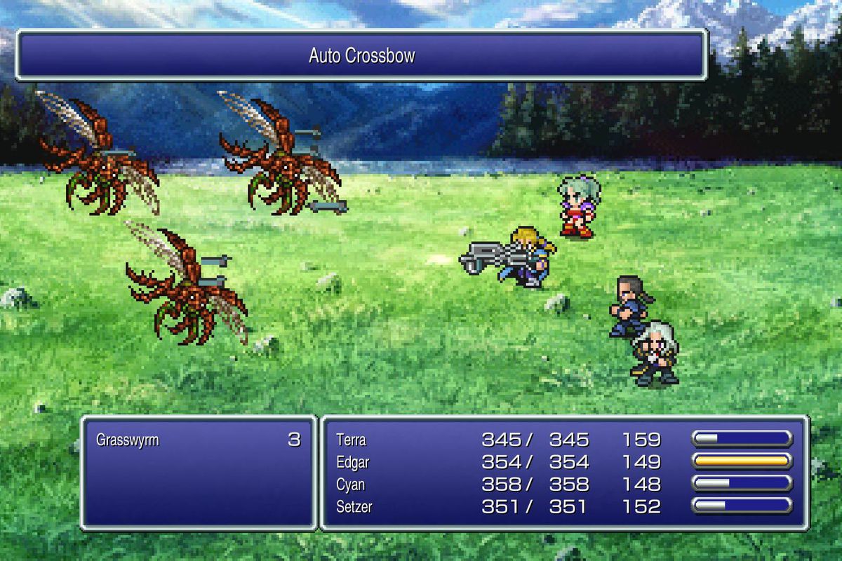 Screenshot of the Final Fantasy 6 Pixel Remaster for Android, iOS, and Windows PC via Steam.