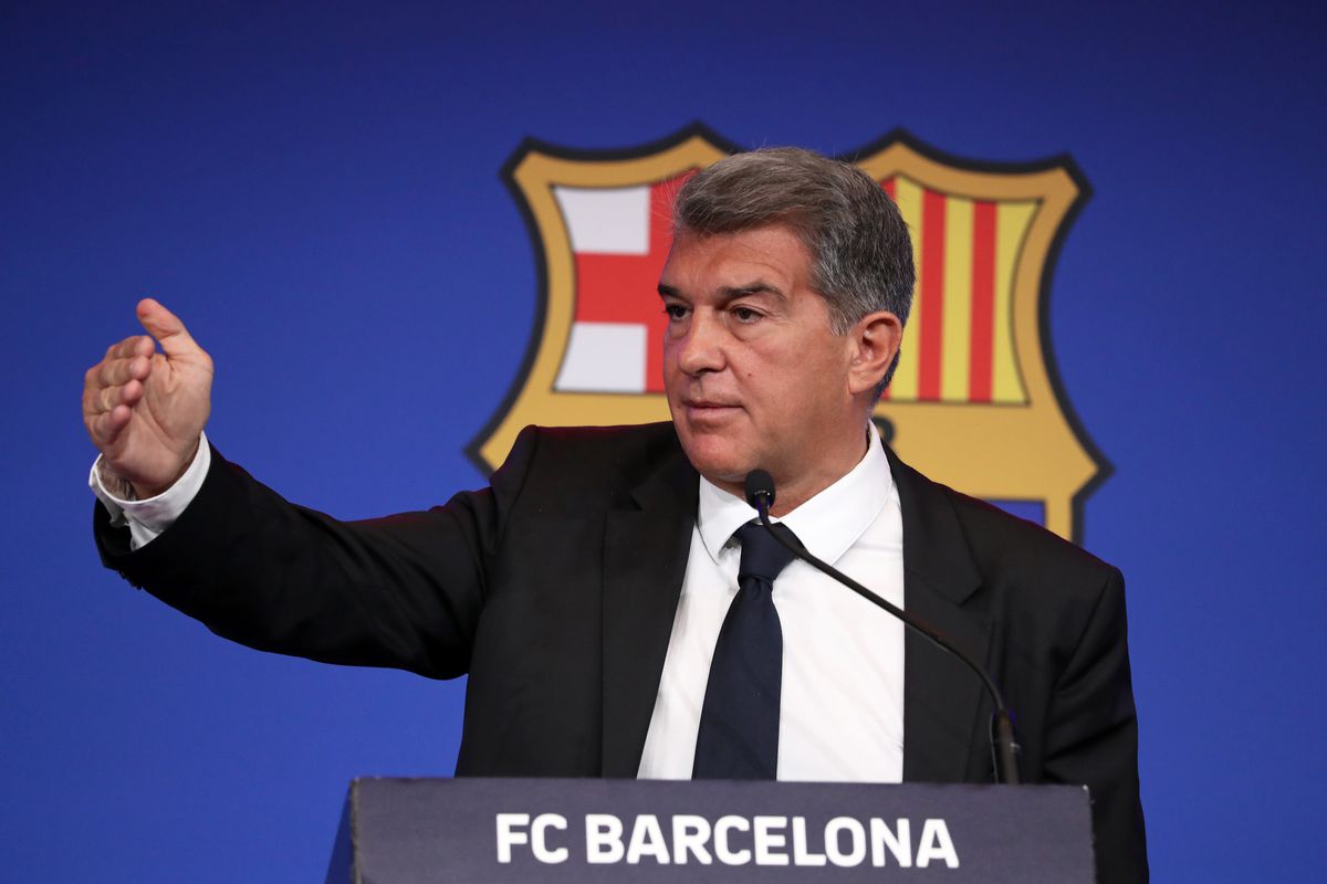 President of FC Barcelona Joan Laporta Press Conference