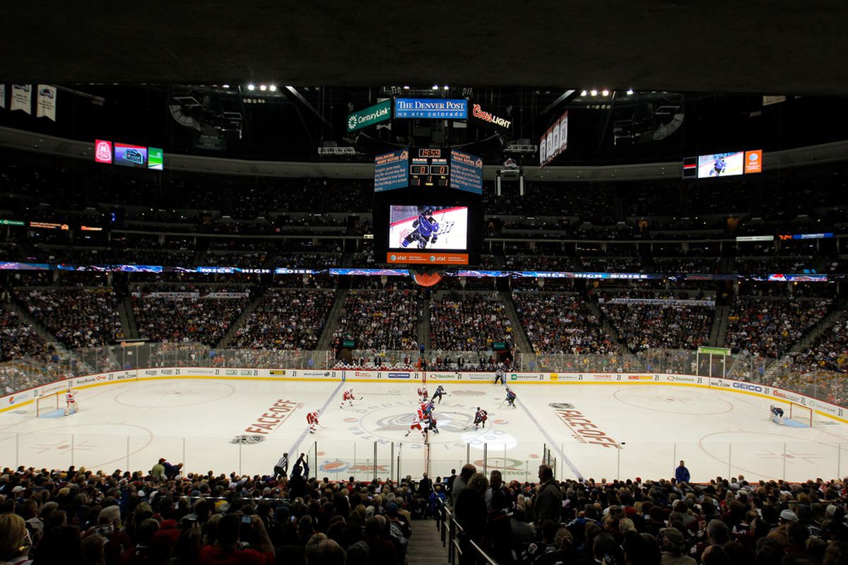 DENVER, CO - OCTOBER 8:  A general view of the start of the game as the Detroit Red Wings take on the Colorado Avalanche at Pepsi Center on October 8, 2011 in Denver, Colorado.  (Photo by Justin Edmonds/Getty Images)