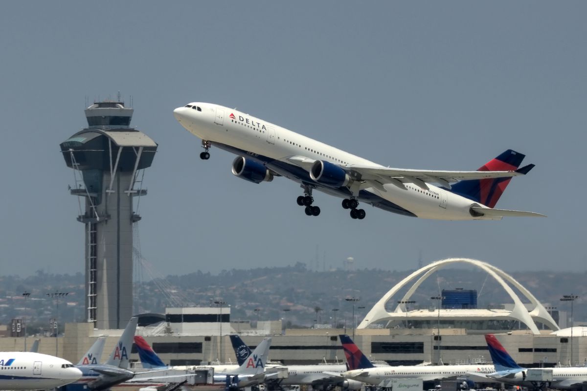 Plane taking off at LAX
