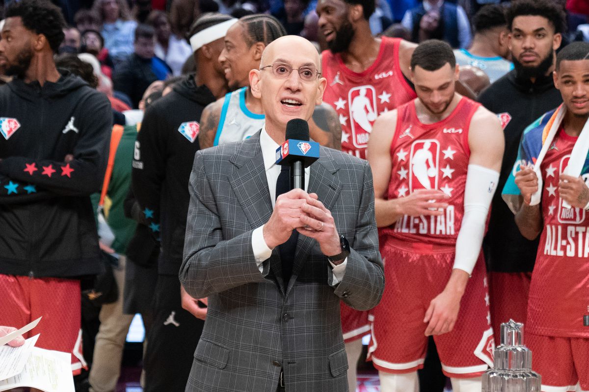 NBA commissioner Adam Silver after the 2022 NBA All-Star Game at Rocket Mortgage FieldHouse.