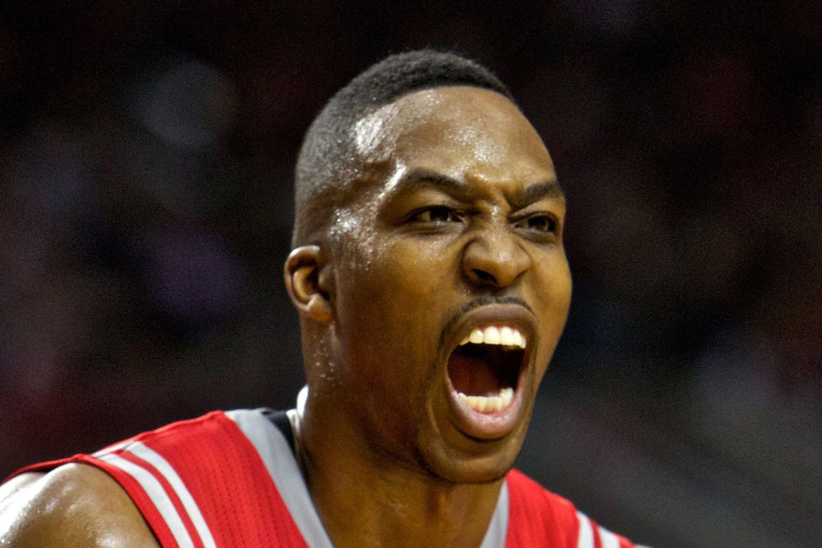There aren't any pictures of the Baylor sports playing today, so here's an angry/happy Dwight Howard. 