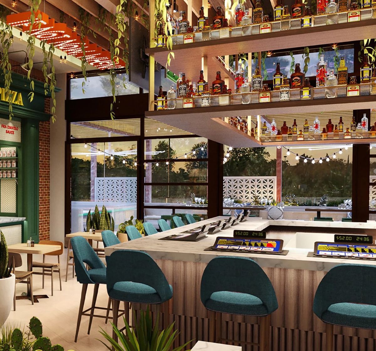 Rendering of a bar,