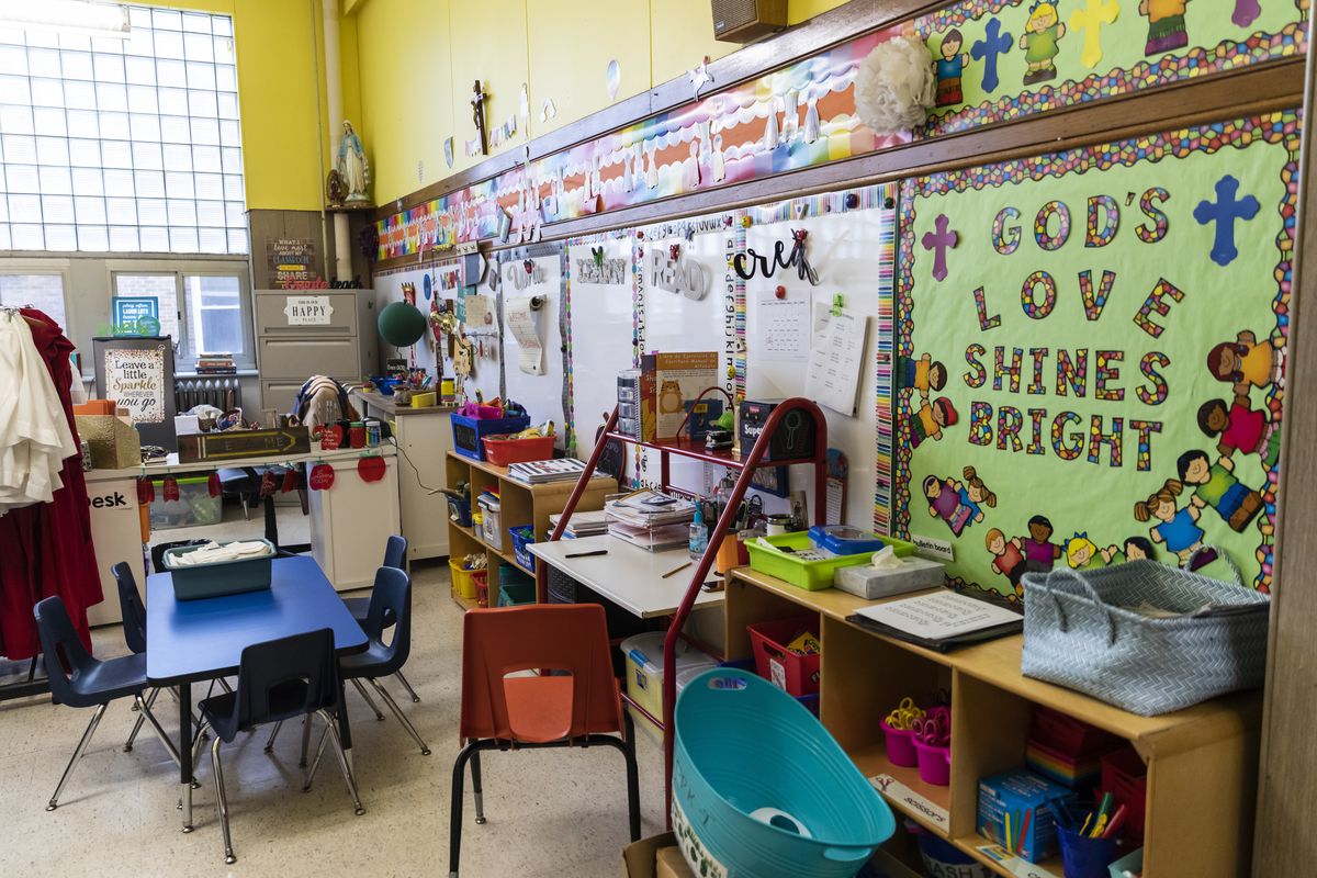 A pre-kindergarten classroom at St. Genevieve Catholic School, 4854 W. Montana St., Thursday, Jan. 30, 2020.