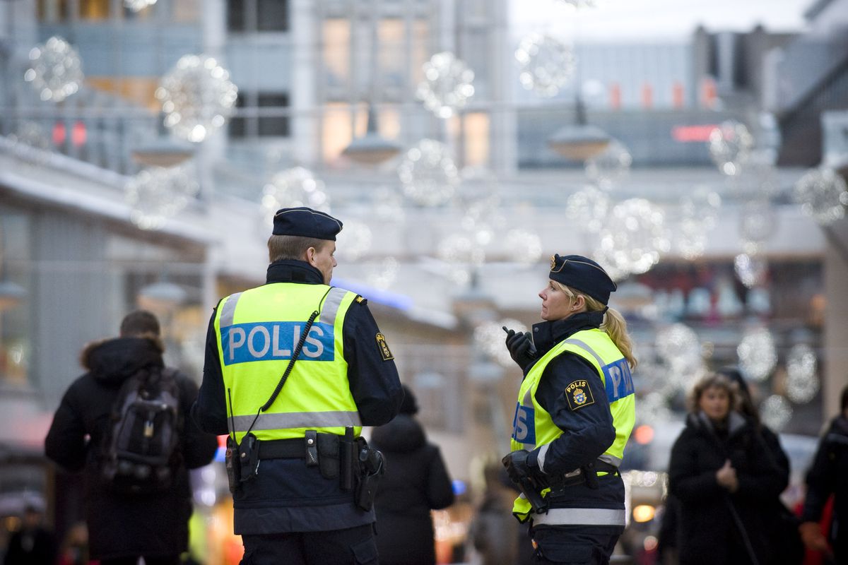 A photo of the aftermath of the truck attack in Sweden.