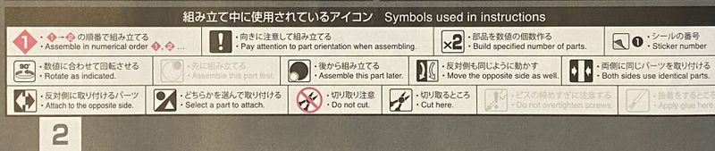 A photo from an instruction manual depicting symbols and their explanations in English and Japanese.